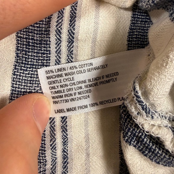 Goodfellow & Co Mens Linen Blend Striped Short Sleeve Button Down Shirt Small - Picture 3 of 9